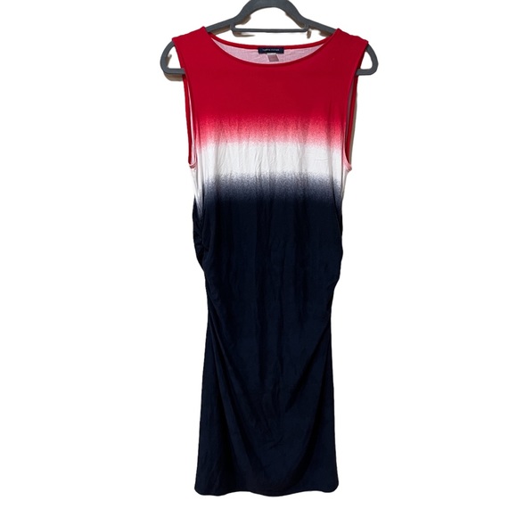 Tommy Hilfiger Ombre Red White Blue Rushed Sides Midi Maternity Dress NWOT (L) - Picture 8 of 8